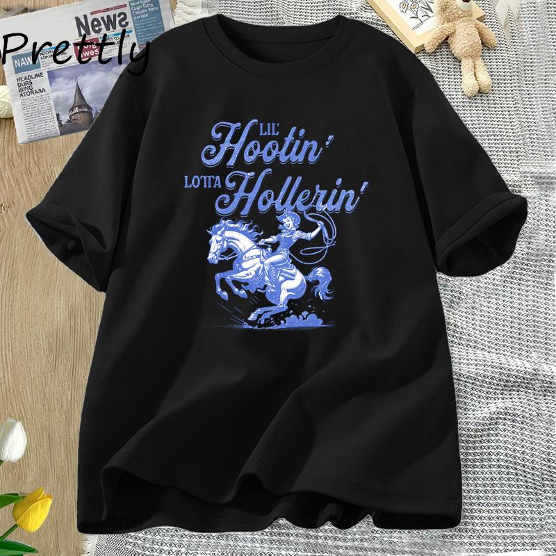 Cowgirl Vintage Graphic T Shirts Retro Cowboy Oversized Tshirt Western Country Girl Tshirt Round Neck Comfortable Street Top