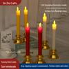LED Red Electronic Candle with Wick and Holder - Simulated Flame for Wedding Decor