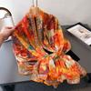 Qilu Painting Printing Flower Cutting Spring and Summer Silk Scarf Large Long Scarf High-end Travel Shawl Sun Protection Women's Scarf Headscarf