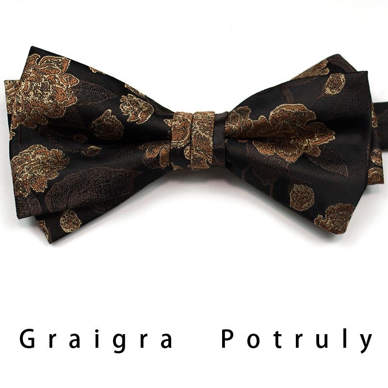Men'S Formal Business Tie 8Cm Trend Ethnic Style Guochao Chinese Style Bow Tie Pocket Towel Set Retro Coffee