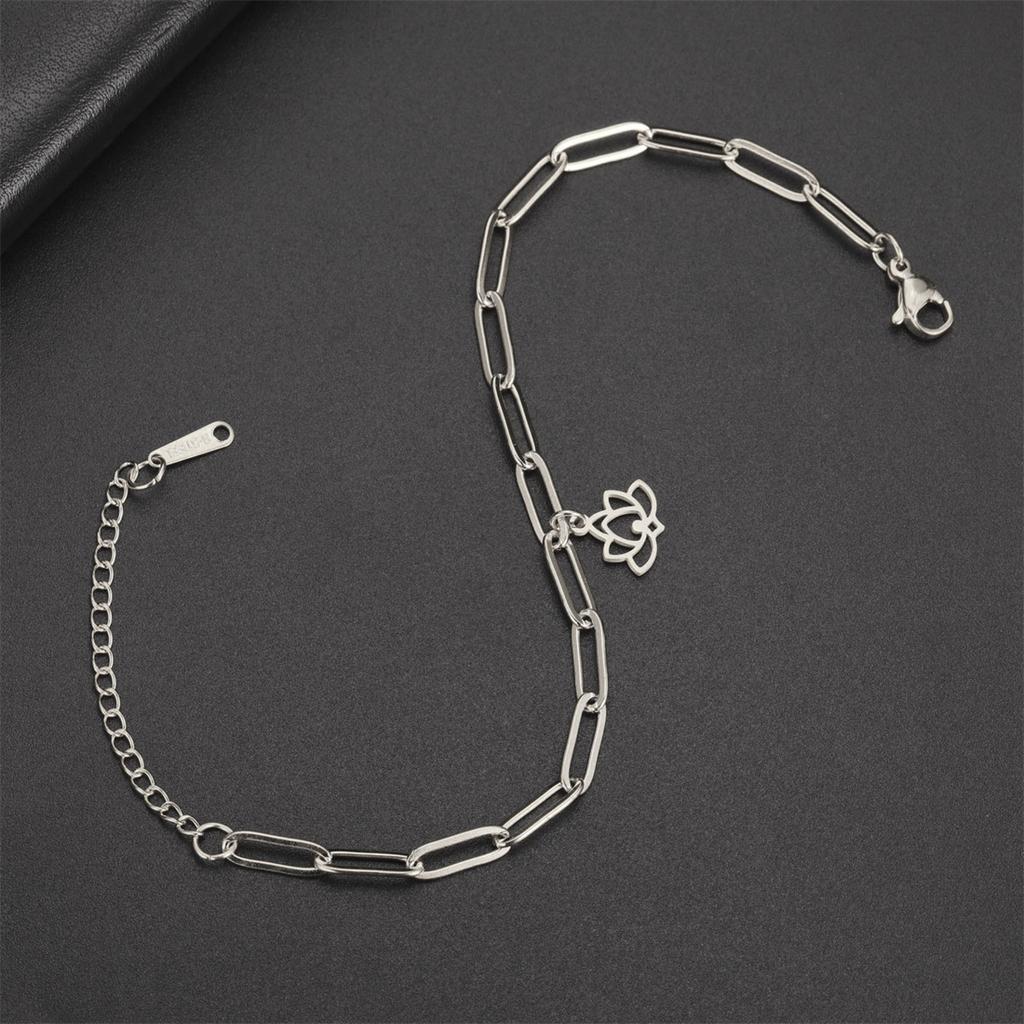 EUEAVAN Yoga Lotus Flower Bracelets for Women Stainless Steel Buddhism Spiritual Symbol Bracelets Adjustable Jewelry Gifts