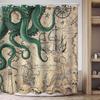 Funny Octopus Shower Curtains Marine Animal Mermaid Sailboat Vintage Nautical Map Bath Curtain Fabric Bathroom Decor with Hooks