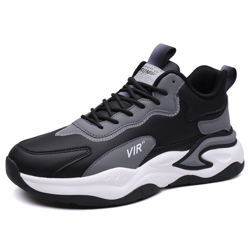 Men Leather Look Casual Sport Sneakers Lightweight Running Style Shoes for Walking Commuting Travel and Everyday Wear Sizes 38-46