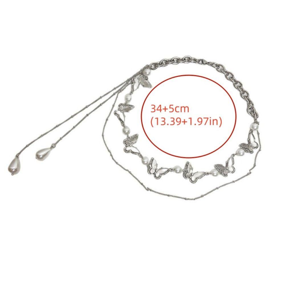 Jewelry Butterfly Pearl Choker Necklace Luxury Shinny Tassel Choker Party