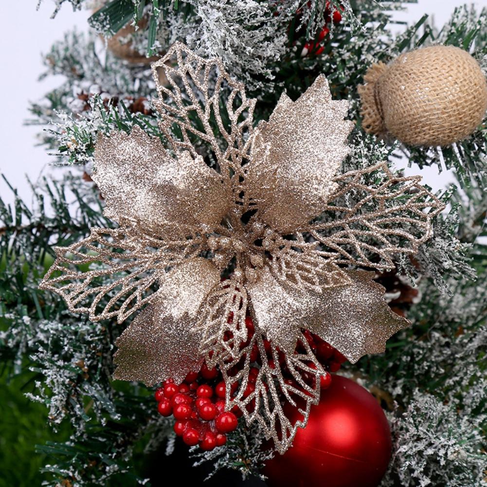 Fiori ritagliati di Natale Decorazioni di fiori finti Ciondolo colorato per albero di Natale Decorazioni natalizie
