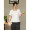 Women's Plus Size Lace Round Neck Two-Piece Look T-Shirt - Short Sleeve, Loose Fit 