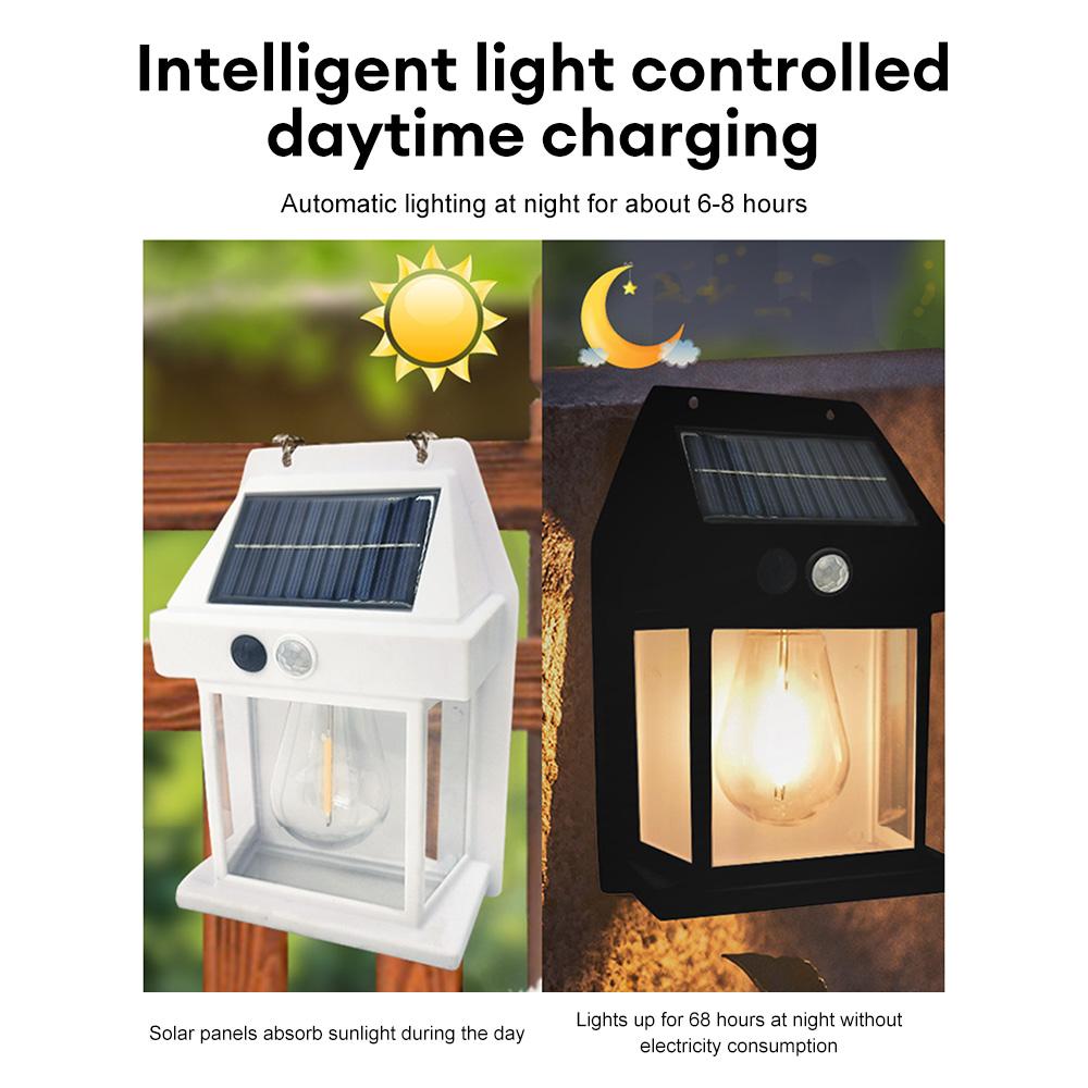 Lampada da parete a filamento di tungsteno solare, lampada da cortile, lampada da notte a LED impermeabile per esterni, giardino, luce illuminante