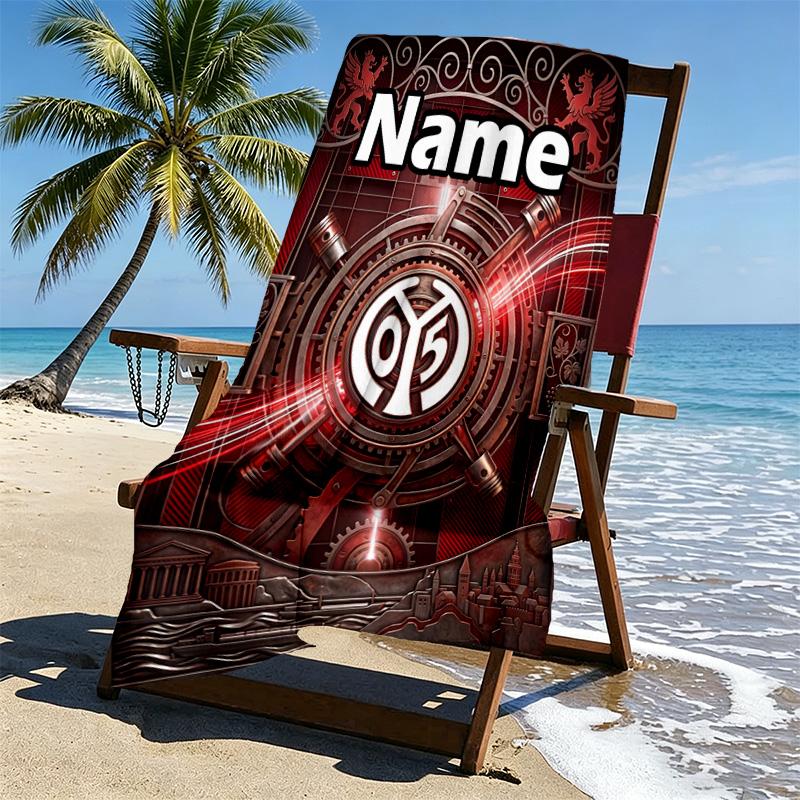 Custom Name Personalized 05 1FSV Mainz 05 Print Beach Towel, for Trip Camping Beach Party Home Decor, Birthday Gift for Family & Friends