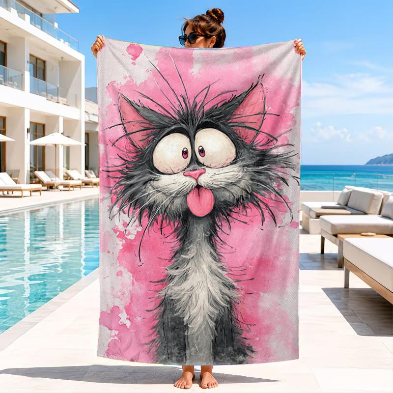 Black Cat In Sunflower Town Beach Towel, Microfiber Beach Towel, Perfect For Pool, Beach, Travel, Home Decor Beach Party Fan Gifts