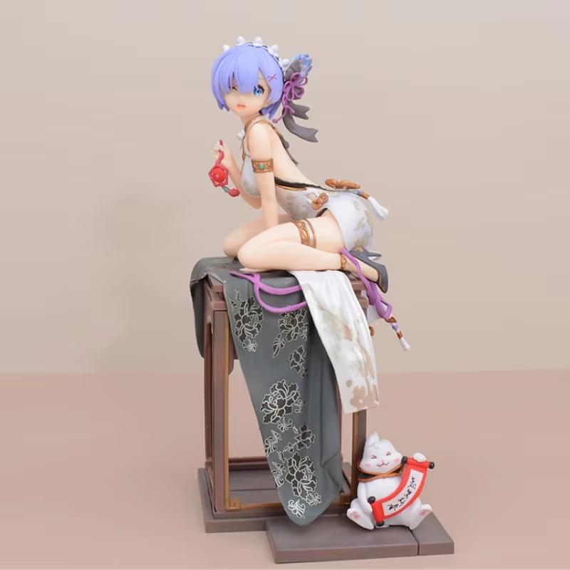 

Anime Character Rem Emilia Cheongsam Style Figure Model Collectible Desktop Decoration Xmas Gift For Anime Fans about 23cm with box