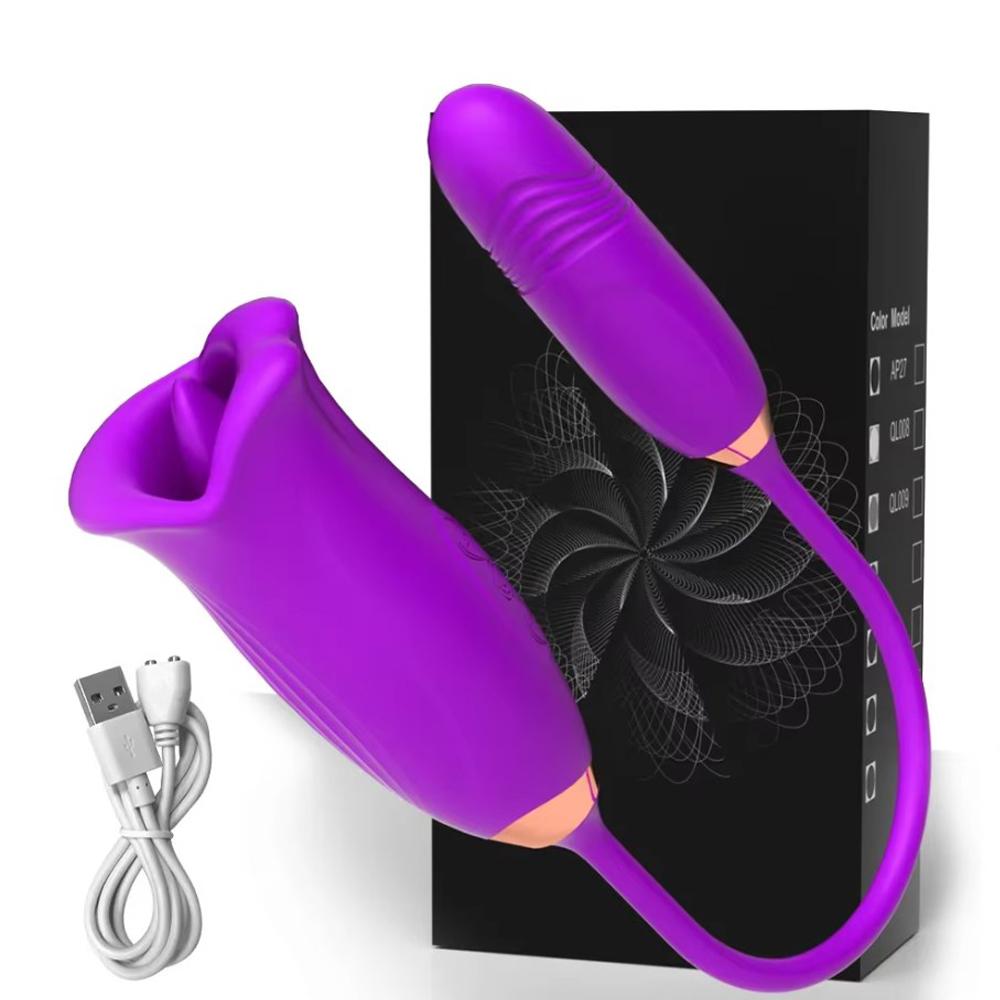 Tongue Licking Sucking Vibrator for Women Nipple Clit Stimulator Vibrating Egg Dildo Vibrators Clitoris Sucker Sex Toy for Women