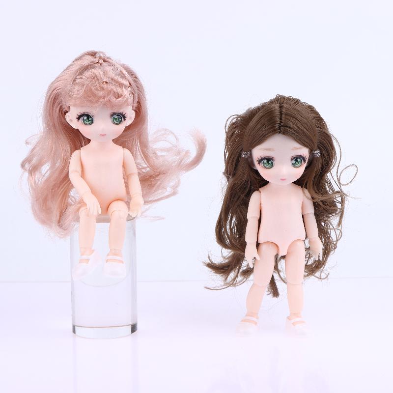 1 Sada Krásná Manga Obličej 16Cm 1/8 Panenky Holé Tělo 3D Skutečné Oči Oblékací Panenka Mini Panenka na Hraní Hračka Děti Dívky Dárek