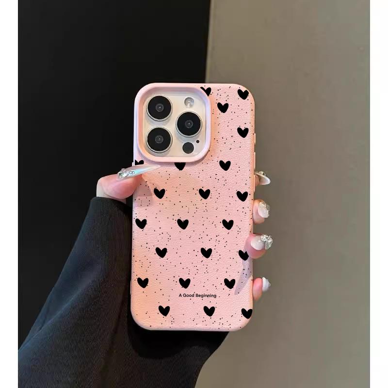 Luxury Love Point Couple Silicone Phone Case For iPhone 17 13 15 16 14 12 11 Pro Max Pro 16 Plus Shockproof Lichee Pattern Funda