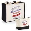 Coffret Duo (sac + Trousse) - PLANETEE - Duo Cabas Jute Et Trousse Designer - Jute & Coton - DTF HD - Fabriqué En France