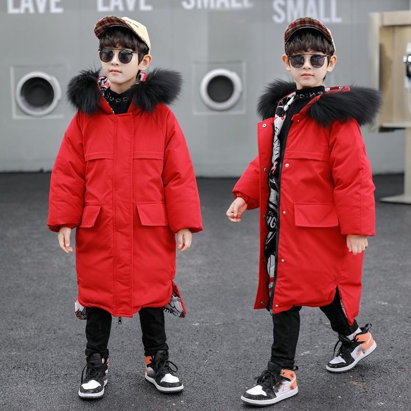 4-14 Years Boys' Winter Down Cotton-padded Jacket Children's Mid-length Thickened Jacket