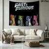 Autorennen Fast Furious Wandteppich Ästhetischer Wandbehang Bedruckter Stoffdecke Dekorative Wandteppiche für Schlafzimmer Wohnzimmer Heimdekoration