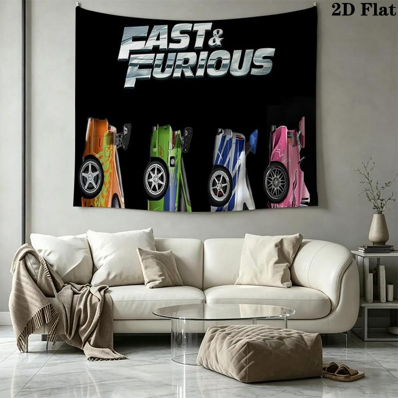 Autorennen Fast Furious Wandteppich Ästhetischer Wandbehang Bedruckter Stoffdecke Dekorative Wandteppiche für Schlafzimmer Wohnzimmer Heimdekoration
