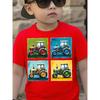 European sizes Colorful Tractor Tiles Art Little Boys T-Shirt Soft And Comfortable Everyday Top, Comfortable And Breathable