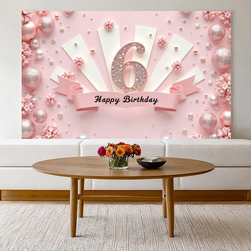 Creative  Banner  Six Birthday Banner  Kids Birthday Banner for Event Decor Indoor Decoration Party Decor