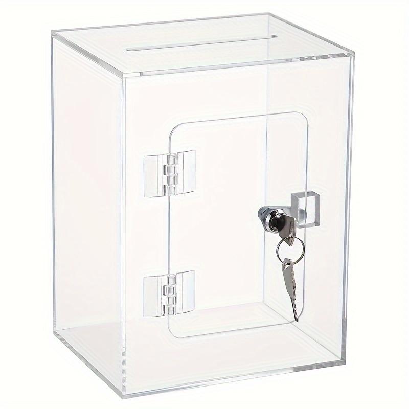 

PGY Acrylic Transparent Card Box with Lock Money Saving Jar Coin & Cash Bank Waterproof Voting/Suggestion/Tip/Jar Donation Box