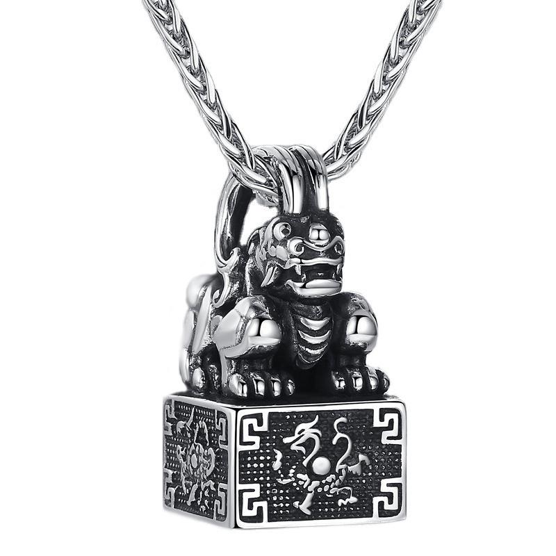 Fashion Personality Necklace Male Seal Pendant Retro Wealth Animal Pixiu Divine Beast Necklace For Men Party Accessories Gift