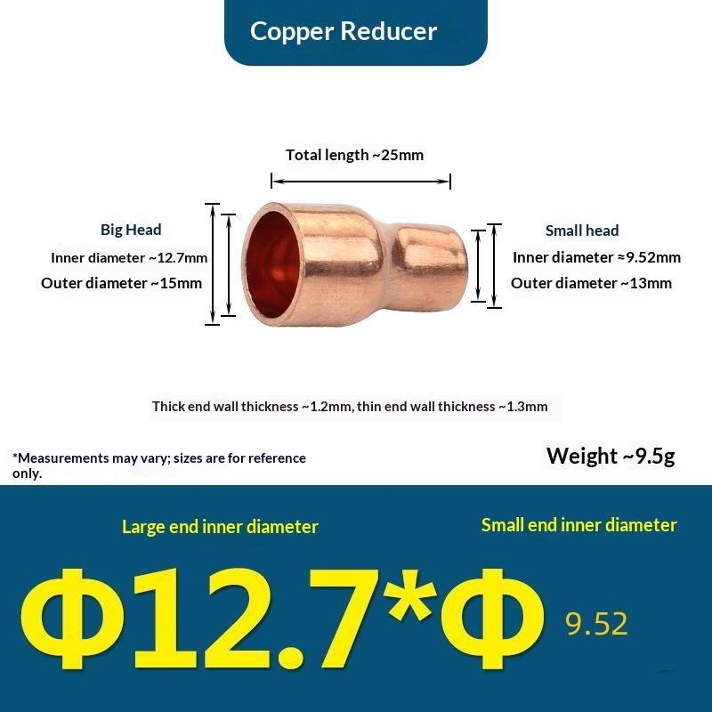 Copper Size Head Welding Reducer Pipe Joint With A Diameter Of 8 To 6.35 For Air Conditioning And Cold Storage Fittings