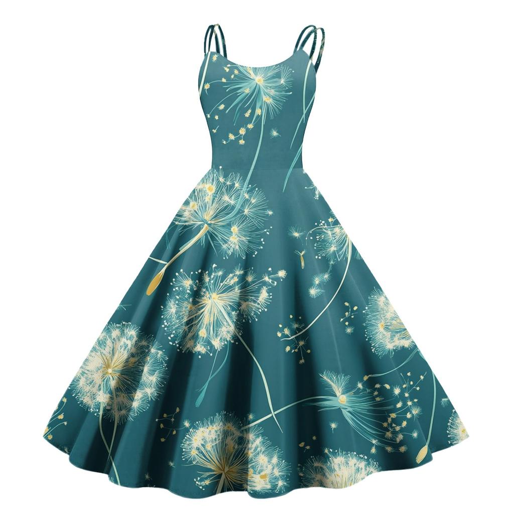 Sexy schulterfreies Punk-Vintage-Kleid mit Blumendruck für Damen
