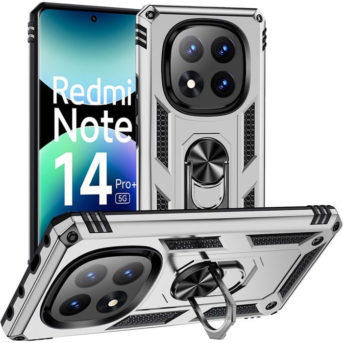 Coque de protection pour Xiaomi Redmi Note 14 Pro+ 5G - Antichoc - Rigide - Argenté
