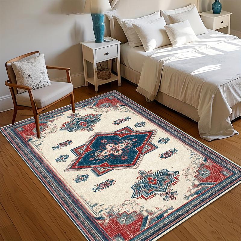 

Red & Blue Medallion Carpet Living Room Rugs for Bedroom Non-Slip Washable Rug & Carpets Home Decor Alfombra Gift Entry Door Mat 40x60CM