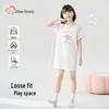 Girls' Pure Cotton Antibacterial Short-Sleeve Nightgown