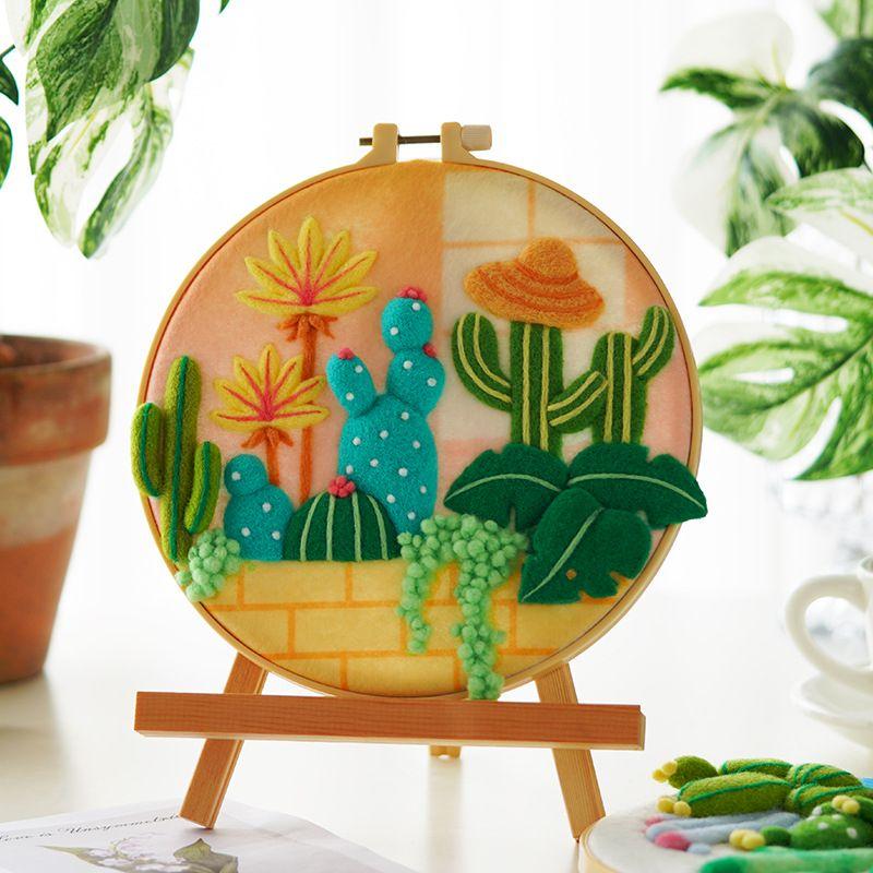 For CHENISTORY DIY Wool Felting Painting Embroidery Frame Handmade Needle Wool Painting Picture Home Decors Crafts Canvas
