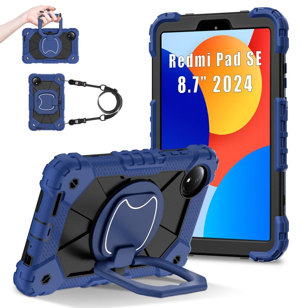 For Xiaomi Redmi Pad SE 8.7.360° Rotating Grip Heavy Duty Protection Stand TPU+PC 3in1 Anti-knock Shockproof Tablets PC Case