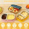 3Pcs 420ml Stainless Steel Snack Container Portable 2 Compartment Sauce Box with Silicone Lid Food Storage Box for Salad Ketchup
