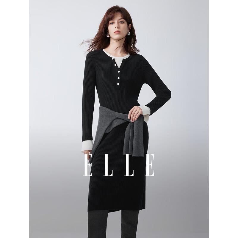 

ELLE French Style Faux Two-Piece Merino Wool Knit Dress S