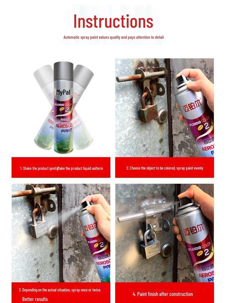 Chrome Self-Spray Stainless Steel & Rust-Proof Paint for Electroplated Metals, Galvanized Surfaces in Silver, Black, & White