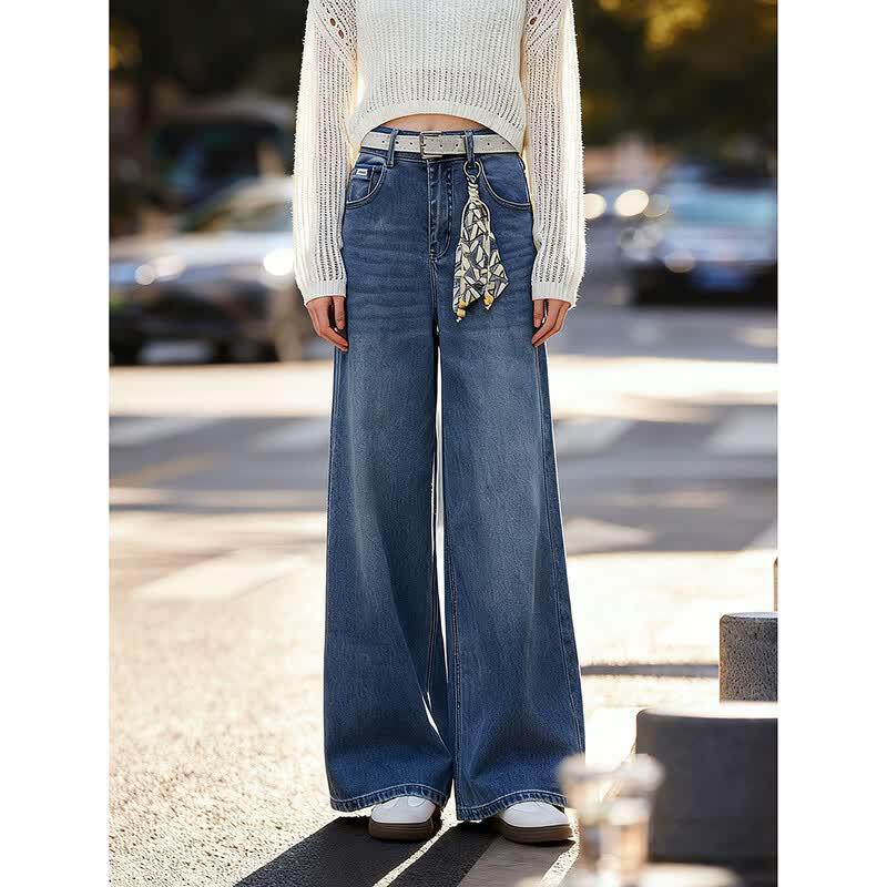 Women s Wide-Leg Denim Jeans with Belt XL