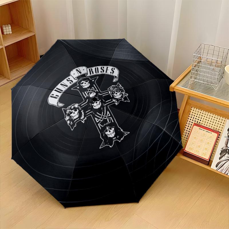 Guns N’ Roses Print 8?Ribs Automatic Umbrella Wind Resistant Lightweight Folding Umbrella For Outdoor Travel