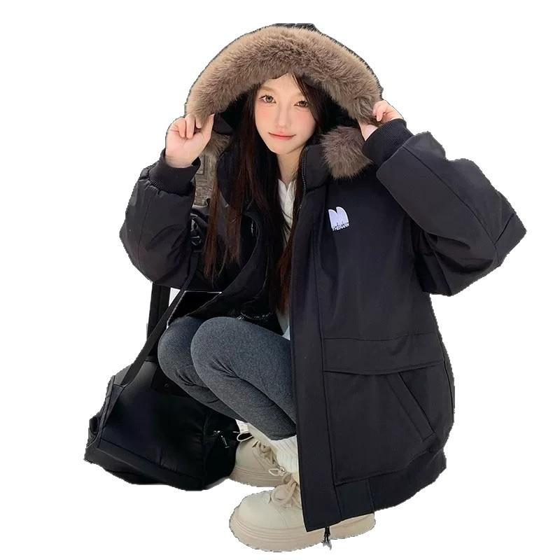Tooling cotton clothes women's winter new short small big fur collar thickened pie overcome cotton coat