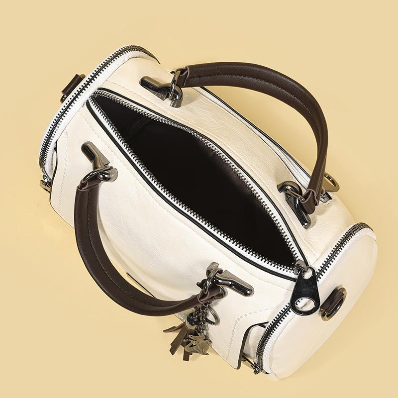 Fashionable Handbag for Women - Soft Leather Boston Pillow Bag - Simple and Versatile Crossbody Bag