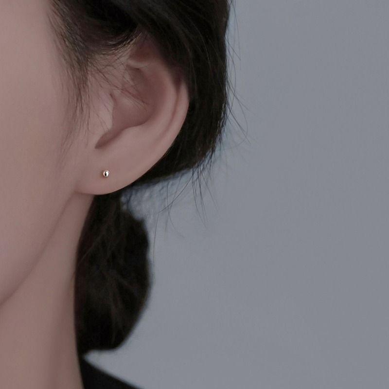 

925 Sterling Silver Stud Earrings 2025 New Arrival Best Selling Ear-Caring Ear Bone Stud Special-Interest Earrings Ear Bar Delicate Earrings Women Silver Ball stud earrings 2 pairs
