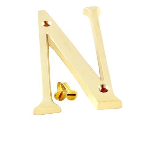 

@ Brass House Hotel Door Letter N Headings With 2 Screws 4 Inches Zr-2337-60%Off