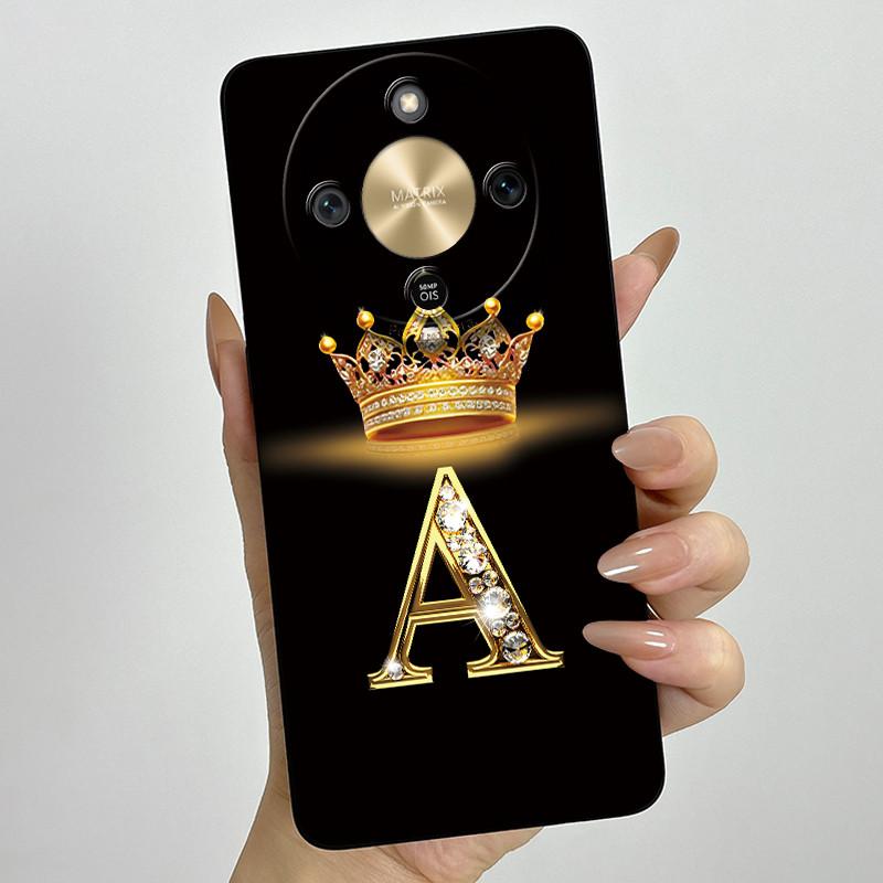 Custodia Per Honor Magic 8 Lite Corona Lettera Iniziale Morbido Silicone Liquido Cover Antiurto Coque Per Honor Magic8 Lite 5G Custodia Funda