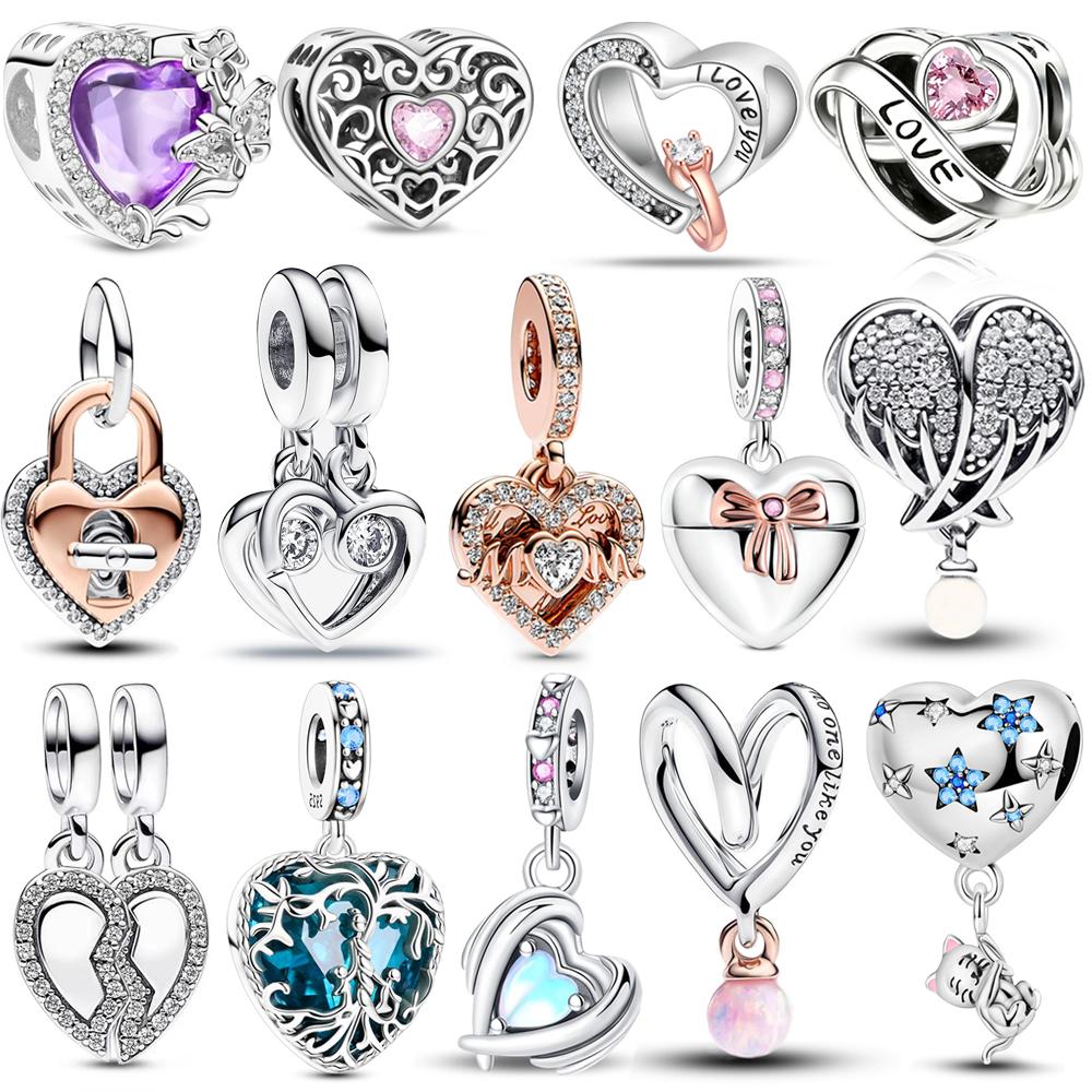 Sweet Copper Love You Mom Entwined Infinite Hearts Charm Fit Original Bracelet For Women Necklace Fine Jewelry