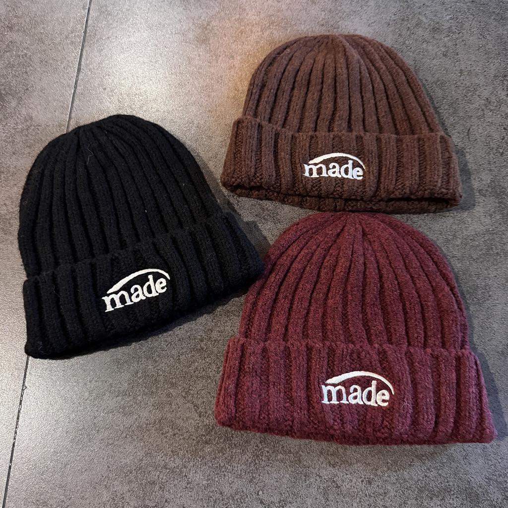 Knitted Letter Embroidered Beanie Hat For Winter Warmth Unisex Fashion Accessory