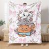 Cat Family Portrait Flannel blanket, soft and warm, suitable for beds and sofas, all seasons, portable travel blanket. 073095