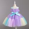 Girls Colourful Patchwork Princess Dresses Sleeveless Colour Patchwork Bowknot Dress Walking Piano Performance Dress 363  Girl's Favourite Dress