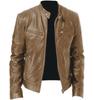 Southern Winter Warm Button Fashion Domineering Locomotive Men's Multi-pocket PU Jacket Stand-up Collar Zipper Cardigan Leather Jacket