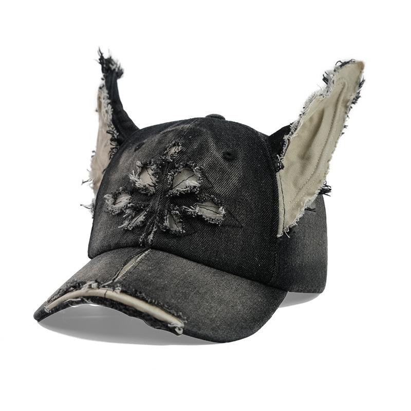 New Doberman Washed Denim Ears Baseball Cap Autumn and Winter Trend Fashion Personalized Cap Men's and Women's Hats Trend