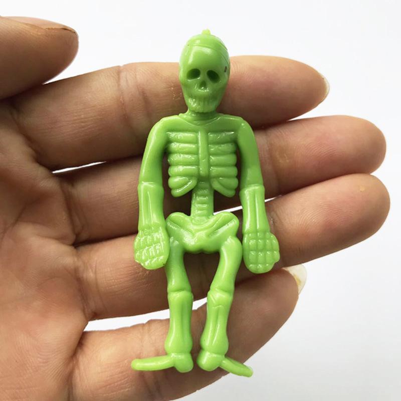 10Pcs Novelty Funny Soft Rubber Bone Man Halloween Creative TPR Simulation Skull Skeleton Children's Stress Relief Toys
