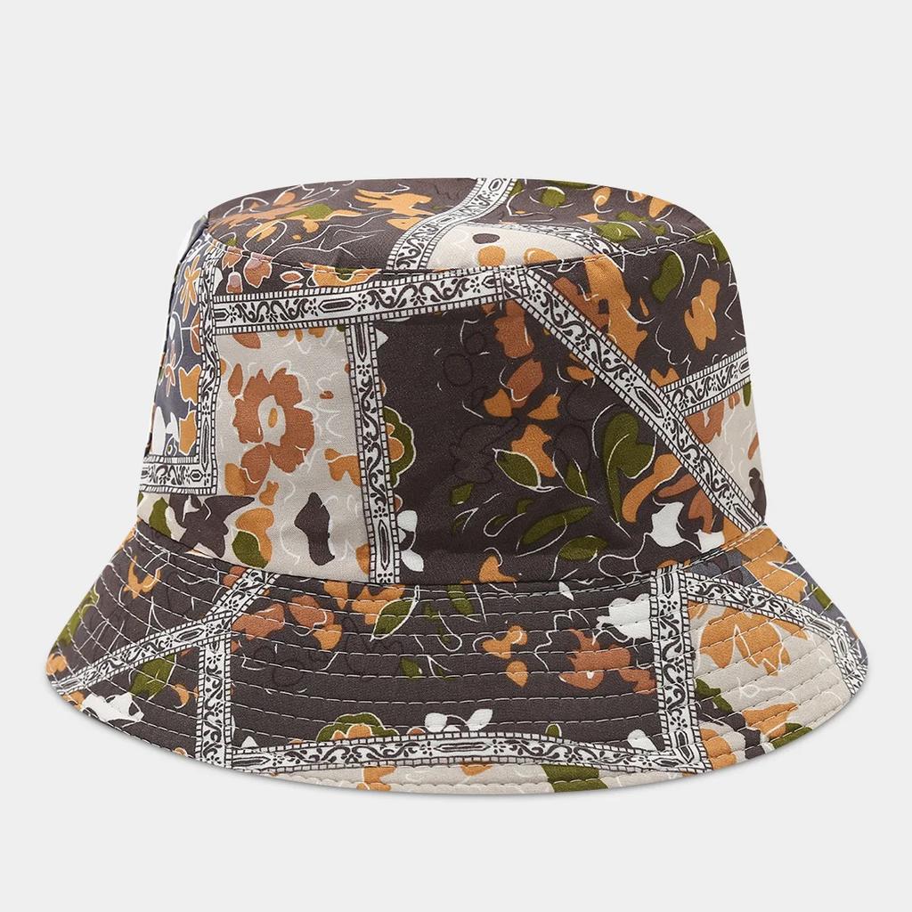 Boho style flower print double side sunscreen fisherman hat women fashionable outdoor sunshade retro sun beach bucket hat